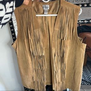 Chicos Fringed Suede Vest